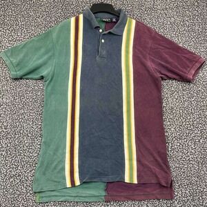 Vintage Trader Bay Polo Shirt Men Medium Striped Green Purple Navy Collared M